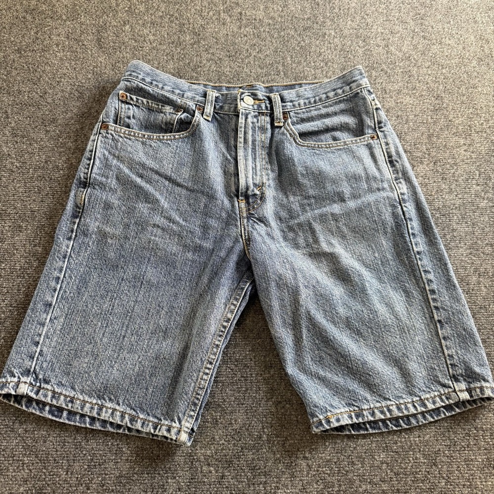 Levis 505 Mens 32 Denim Jean Shorts Blue Regular Fit Red Tab Casual